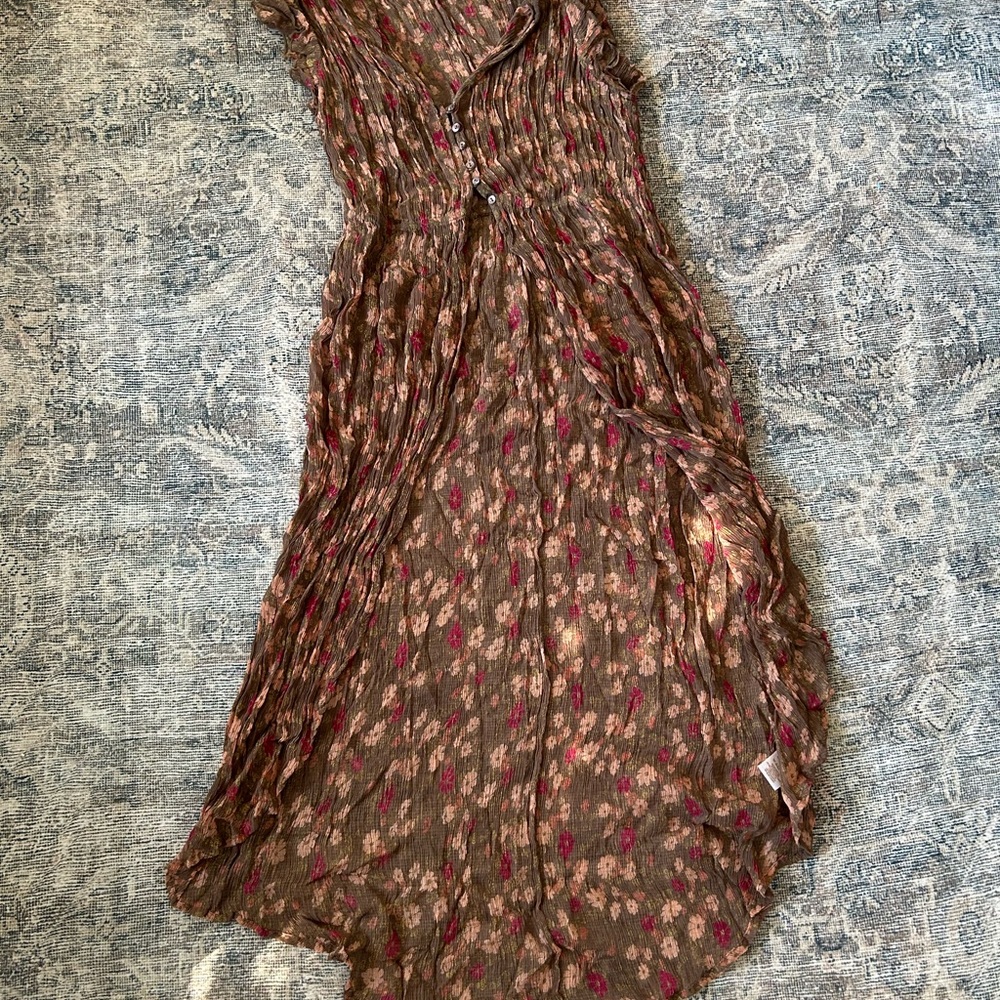 Free People Brown and Pink High Low Dress